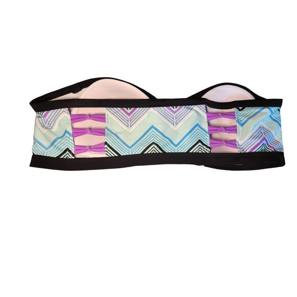 Swimsuits for All Blue and Purple Strapless Bikini Top Zip Front Size 16 - Picture 2 of 5